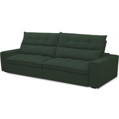 Sofá Retrátil Reclinável Para Sala De Estar Living 290cm Dimas F04 Veludo Verde