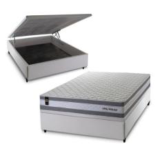 Conjunto Box Baú Alpine Cinza 138x188x72 c/ Molas Ensacadas - King Hou
