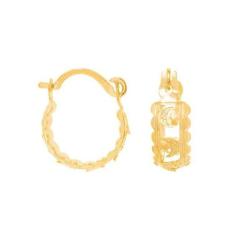 Brinco Rommanel Banhado A Ouro Pequena Argola Trabalhada Com Estrela E