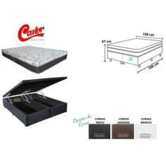 Conjunto Cama Box Baú Casal Queen Jadmax + Colchão Castor Class 158x19