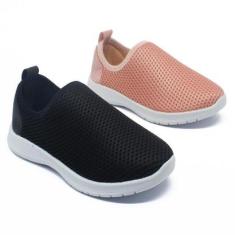 Kit 2 Pares Tênis Infantil Escolar Calce Facil Leve Confortável Macio FURINHO-Feminino