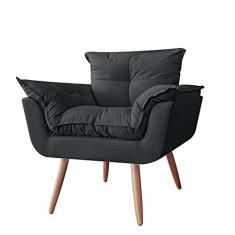 Poltrona Decorativa Opalla Pés Palito Suede Preto - DS Estofados