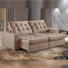 Sofá Retrátil e Reclinável 250cm M165 Veludo/Café com Leite