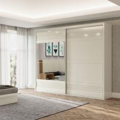 Guarda Roupa Casal 2 Portas 2 Gavetas 267cm Dalla Costa Off White Brilho