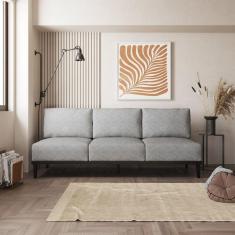 Sofá 3 Lugares Boreal com Mola Ensacada CabeCasa MadeiraMadeira Cinza