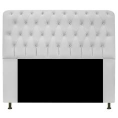 Cabeceira Lady Estofada com Strass 140 cm para Cama Box de Casal Corano Branco Quarto - AM Decor