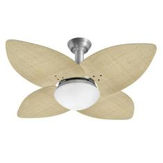 Ventilador de Teto Jet Aspen Venti-delta Prata 4Pás Rattan Natural 220