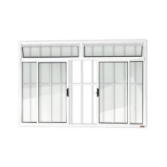 Janela Plus 4 Folhas com Bandeira e Grade Vidro Liso 120cm X 150cm Bri