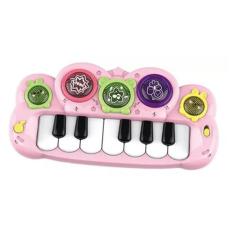 Brinquedo Teclado Infantil  12 Teclas Interativa Com Som e Luz  Rosa -