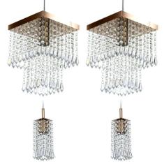 Kit 2 Pendentes Marrycrillic + 2 Pendentes Clearcrilic Cobre - NoBrand