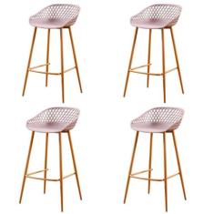 Kit 4 Banquetas Altas Clarice Sidera Rivatti Polipropileno Camurça Bas