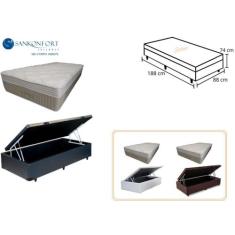 Conjunto box baú Solteiro + Colchão Strong Sankonfort 88x188x74 - Mola