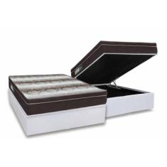 Cama Box Baú Casal: Colchão Ortopédico Ortobom Light + Base CRC Couran