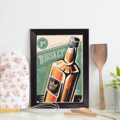 Quadro Bebida Vintage Whisky 22x32cm Moldura Preta - Quartinhos