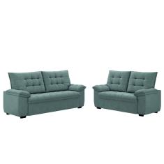 Conjunto de Sofá 2 e 3 Lugares Bertioga Veludo Cinza Luizzi