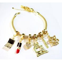 Pulseira Batom Computador Química Folheado A Ouro 18k