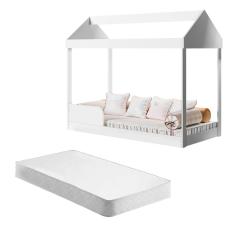 Cama Montessoriana Maria Eduarda Branco Com Colchão