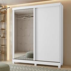 Guarda-roupa Casal 2 Portas 2 Gavetas Zeine Com Espelho E Com Pés Branco