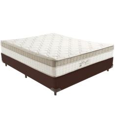 Cama Box Marrom E Colchão King Best Bege Molas Ensacadas Casal Anjos