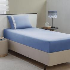 Lençol Malha Solteiro Liso C/ Elástico + 01 Porta Travesseiro - Textil