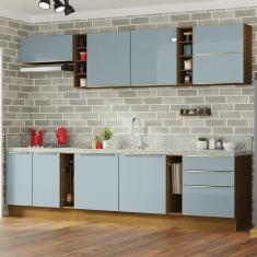 Armário De Cozinha Completa 300cm Rustic/cinza Lux Da Sabrina Madesa