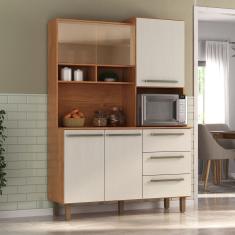 Armário De Cozinha 5 Portas 3 Gavetas Absoluto Cinamomo/Areia