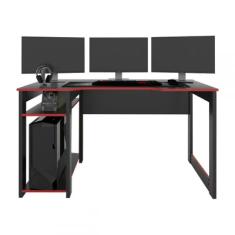 Mesa Gamer Dark Para 3 Monitores Preto/vermelho - Pnr Móveis