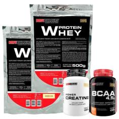Kit 2X Whey Protein + Bcaa + Power Creatina - Bodybuilders
