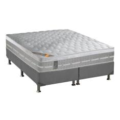 Cama Box Queen: Colchão Molas Ensacadas Castor Premium Gel + Base Crc Suede Gray (158x198)