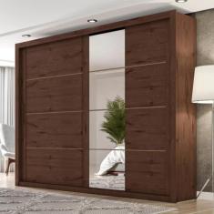 Guarda-Roupa Casal 4 Espelhos 2 Portas de Correr Essencial Espresso Mó