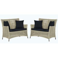 2 Sofás Área Externa Igapó Alumínio Pintura Marrom Corda Náutica Estof