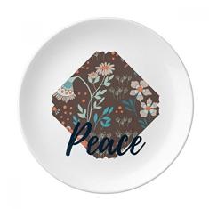 Prato de tinta de plantas de flor marrom decorativo de porcelana Salver louças de jantar