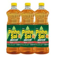 Kit Com 3 Desinfetante Pinho Sol Original 1L Cada