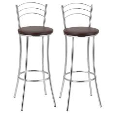 Kit 2 Banquetas Cromadas BC26-A A109 Cromado/Marrom