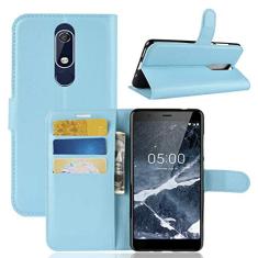 NOKIA 5.1 Capa, carteira flip de couro PU premium com compartimento para cartão, suporte e fecho magnético [capa interior TPU à prova de choque] compatível com NOKIA 5.1