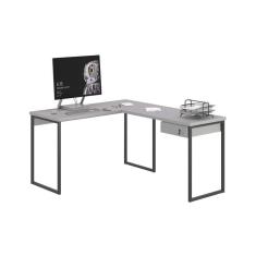 Escrivaninha Em L 1 Gavetas Folix Cinza