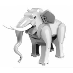 Boneco Blocos De Montar Elefante Cinza Claro Selva