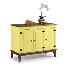 Balcão de Madeira Maciça 3 Portas - Apaixone&Decore, Amarelo Lemon