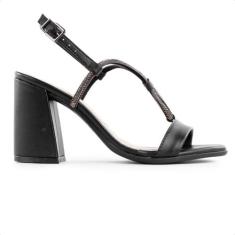 Sandália Ramarim Salto Bloco Fivela Feminina, 38, Preto