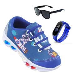 Kit Tenis de led infantil meninos Ledstar calce facil Astronauta desen