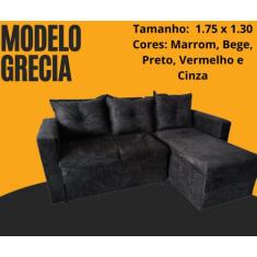 Sofa 3 Lugares com Chaise fixa cor preto - Sofadex
