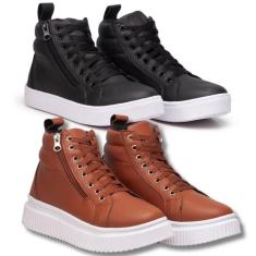 Kit 2 Tênis Cano Longo: Um Preto E Um Caramelo Plataforma. - Fierre, 3