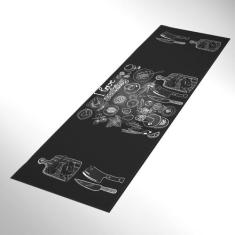 Tapete Passadeira Amo Cozinhar Antiderrapante-Preto-50x180 - Style Bra