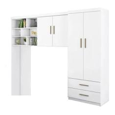 Jogo de Quarto Chiara 2 Peças Guarda Roupa e Módulo Aéreo Branco - Pho