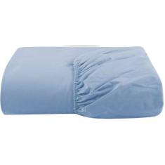 Lençol Casal Com Elástico Avulso Percal 200 Fios Azul - Casa Home