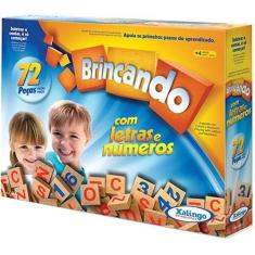 Brincando Com Letras E Números Em Madeira 72 Peças - Xalingo