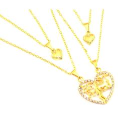 Colar Cordão Duplo Best Friends Amigas Folheado Ouro 18k