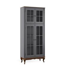 Armário de Cozinha Paneleiro de Madeira com 4 Portas de Vidro Hannover