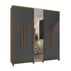 Roupeiro 5 Portas Arezzo Cinamomo Off White com Espelho - CasaH