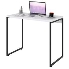 Mesa Escritório Retangular Dynamica Industrial sem Gavetas MDF 90cm Branco